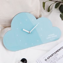 디자인아지트 주문제작 벽시계모양구름, 스카이블루