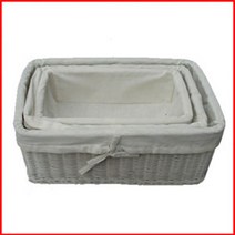 뉴 라탄 화이트 사각 바스켓 / 마스크 정리함 과일 기저귀 목욕 용품 담는 바구니 리빙 박스 수건 장난감 계란 상자 화장품 소품 수납함 부활절 흰색 천 세면도구 보관함 햄퍼 팬트리