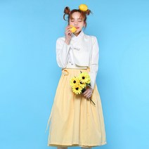 예다움 연노랑 생활한복 치마 한복