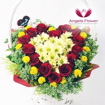 [엔젤스플라워] 마음을 전하는 전국 꽃배달서비스 생화 꽃바구니 꽃다발, F15_고급형_엘레강스레드하트