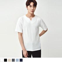 [제이브로스]리드 엠보싱 벤트넥 반팔티
