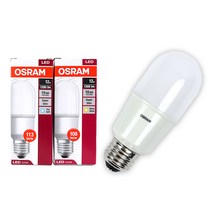 오스람 LED 스틱 램프 12W E26 전구 삼파장 백열 대체, 전구색, 1개