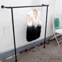 코코디피 사이즈 주문제작 가능 벽부착 파이프 튼튼한 1단 행거 옷걸이 벽고정 헹거, 기본촬영사이즈 + 검정색