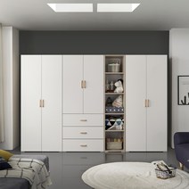 케이컴퍼니 이음2800장롱세트DCSD(옷장+3서랍옷장+400오픈선반장+이불장) 장롱세트, 화이트