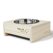 Ulim편백 편백나무 원목 1구 강아지 고양이 식기 밥그릇 식탁, 01_편백나무 스테인리스 1구 세트, 1set