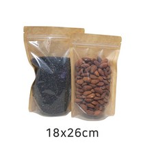 전면투명 후면크라프트 지퍼스탠드봉투 100매(18x26cm)지퍼백 견과류포장 말린과일포장 커피포장 분쇄원두포장, 100매