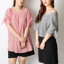 빅걸스토리 여성 빅사이즈 리본 오프숄더 블라우스