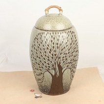 안녕도자기 20kg들이 쌀항아리 분청 고급 나무 +쌀바가지