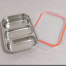 키친아트 스텐3칸찬통 찬기 스텐나눔접시 반찬통 360ml 1호3구, 1개