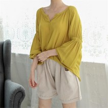 어반프랑엘레나 벌룬 셔링 블라우스