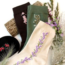 착한새 이프 플라워 중목 여자여성패션 꽃무늬 양말삭스(socks)