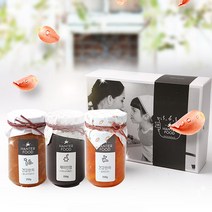 농업회사법인(주) 꿀건강차+잼 선물세트 1호(꿀생강차 꿀도라지대추차 아로니아베리잼 3종 구성)