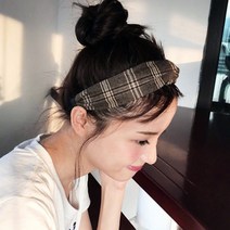 도도앤뉴 여성 모던체크 반다나 헤어밴드