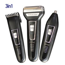 KEMEI 3in1 전기면도기 이발기 코털정리기, 블랙, KM-6559