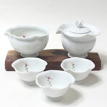 토비 백자 연꽃잎 3인다기 세트