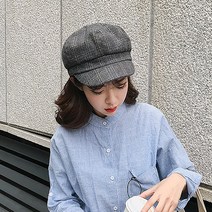 본캡 체크팔각모