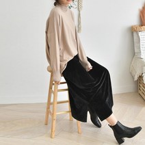 핫템퀸 (당일출고) 여성 여자 가을 겨울 레오파드허리밴딩 롱 벨벳 플레어 스커트