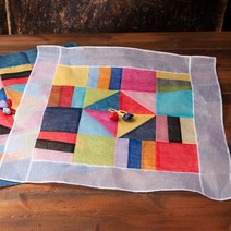 하율공방 고급 모시 전통 조각보 사각 밥상보