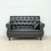 세움디자인 2인용 인조가죽 소파 소유, 블랙