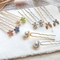 바이진주리본 진주꽃나비 4종 비녀모음