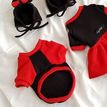핸즈앤독 국내 고급원단 핸드메이드 강아지 레드마우스SET 애견의류, 레드마우스SET-남
