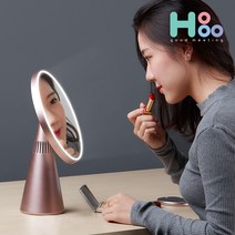호후 블루투스스피커 LED무드등 화장거울문미러 블루투스 스피커, 로즈골드, 블루투스스피커_문미러