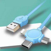 도매창고 칼국수형 3in1 충전 케이블, 1개, 블랙