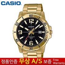 CASIO [카시오정품] 남성골드 블랙 메탈 정장 손목시계 MTP-VD01G-1B