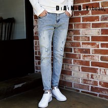 댄디보 DANC592 스트릿 데미지 밀크워싱 팬츠 사계절 남성청바지