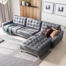 자네트 발루이 4인용 카우치 가죽쇼파, 그레이