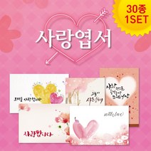 모두카피 사랑 러브 기념일 캘리그라피엽서 손엽서 봉투포함 30장세트 LV-01, A+C세트