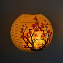 더담고 한지 홍매화 등갓 35/원형등 일식등 종이등갓 무드등, 3. 한지등갓+노란전구1개