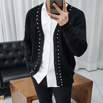 로니케이 남녀공용 스틸 스터드 니트 가디건 2color
