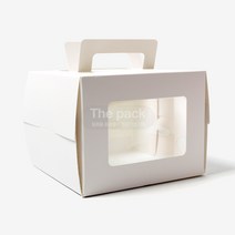 더팩 미니창케익상자 (화이트 핑크) 선물상자(상자+받침), 화이트, 300장