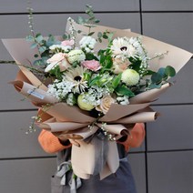 [피오니페페] 화이트데이다발 자이언트꽃다발 로즈데이선물 여자친구꽃다발 거베라 당일무료배송 WHITE 러블리 설유화 대형꽃다발, 꽃다발