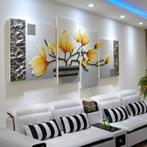 거실 인테리어 액자 대형 입체 특이한 골드 꽃 예쁜 분할, 2번