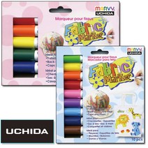 우찌다/패브릭 마카 6색 10색 12색세트/염색마카, 6색/형광