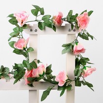 리아케이알 조화 넝쿨 인조넝쿨 인테리어조화 벽장식 꽃 덩쿨, 06_가든 장미 조화 넝쿨(핑크)(2M)/1236603