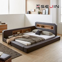 세진침대 디에로 LED 저상형 수납 침대 프레임만Q, 초코브라운