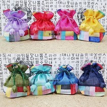 콩이네리본 고급모시 방울꽃 색동복주머니 전통복주머니 세뱃돈주머니 외국인선물 전통선물, 카키, 1개입