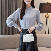 티피 반폴라티 쉬폰블라우스 여성 남방티 반폴라 슬림핏 봄신상 EX2710
