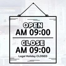 오픈클로즈 영업시간 시트지컷팅 창문스티커_060_우드 디자인_블랙, 블랙