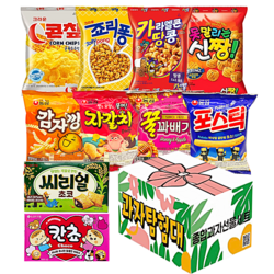 리본선물박스 10종 종합과자세트, 1세트, 1호 칸쵸+씨리얼+농심4종+크라운4종