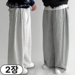 [1+1 사계절] 빠델 백 포켓 포인트 사이드핀턱 벌룬 와이드 트레이닝 스웻 커브드 팬츠 회색 트레이닝팬츠 기모 바지
