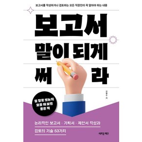 [새로운제안]보고서 말이 되게 써라 : 보고서를 작성하거나 검토하는 모든 직장인이 꼭 알아야 하는 내용