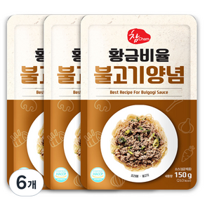 우리식품 황금비율 불고기양념, 150g, 6개