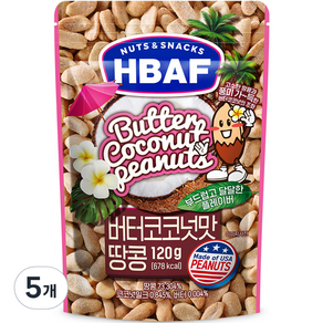 바프 넛츠앤스낵스 버터코코넛맛 땅콩, 120g, 5개