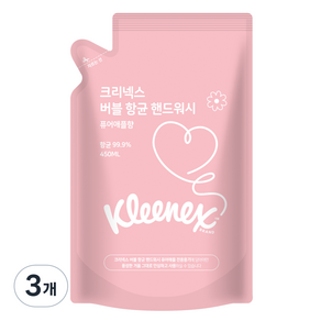 크리넥스 항균 버블 핸드워시 퓨어애플향 리필, 450ml, 3개