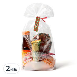 M자 도일리 비접착 opp 30p + xmas 택 + 페이퍼타이, 혼합 색상, 2세트