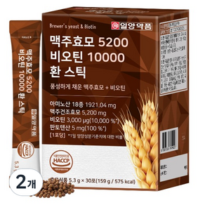 일양약품 맥주효모 5200 비오틴 10000 환 스틱 30p, 159g, 2개